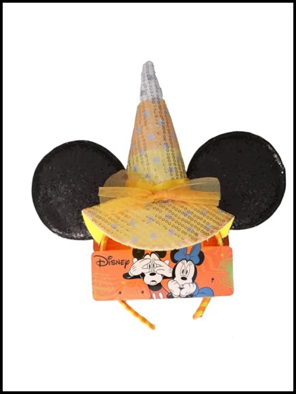 Minnie Mouse Ears Halloween Witch Hat Headband Sequins Net Bow